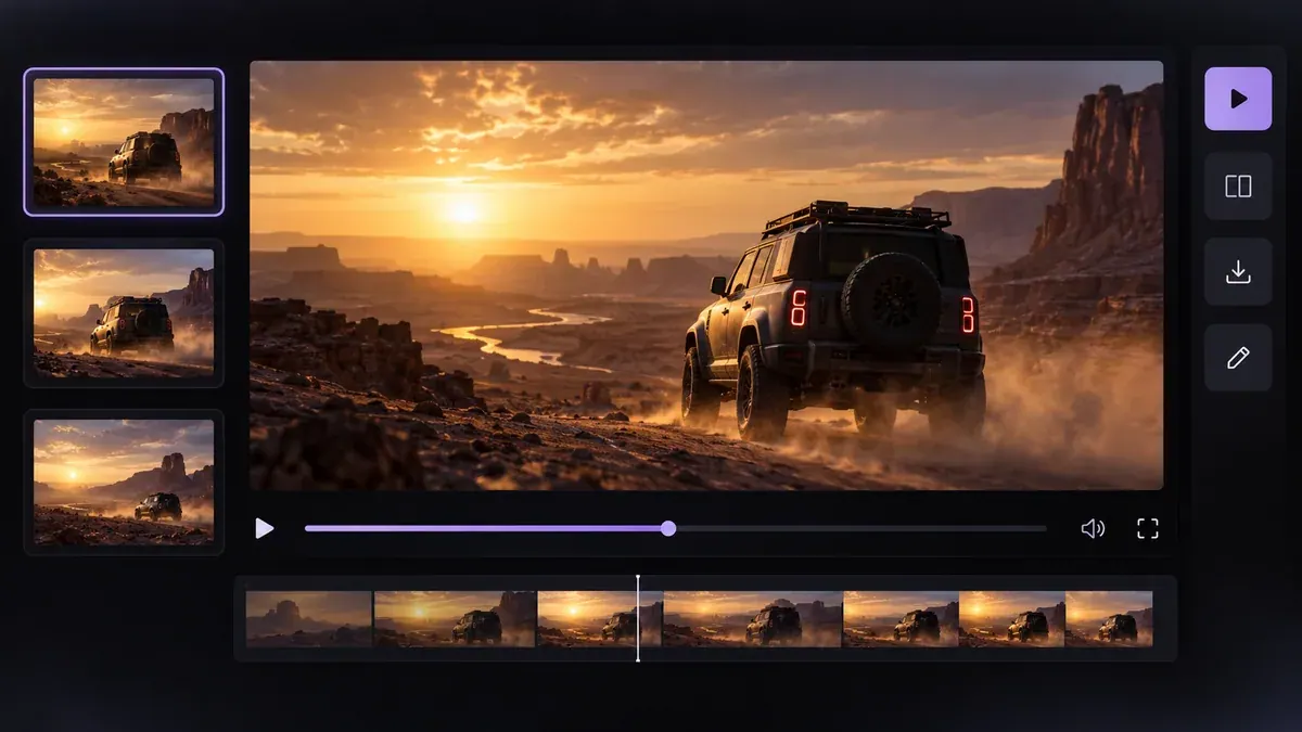 Preview and download a generated AI video